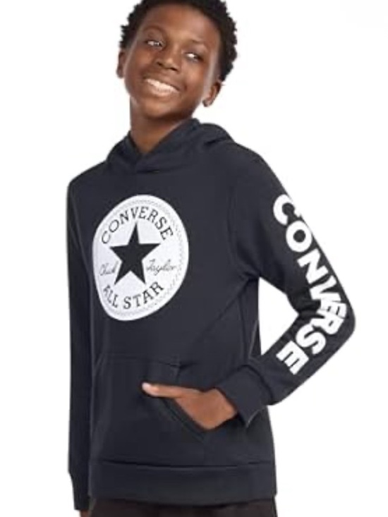 Converse Other - Converse Black Kids' All Star Pullover Hoodie with White Logo - Size Small NWT